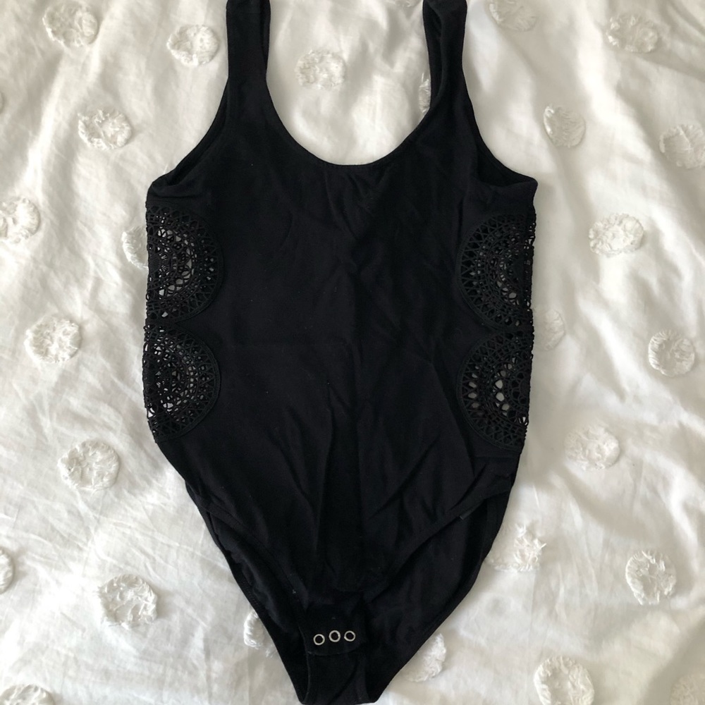 Topshop bodysuit with crochet side detail